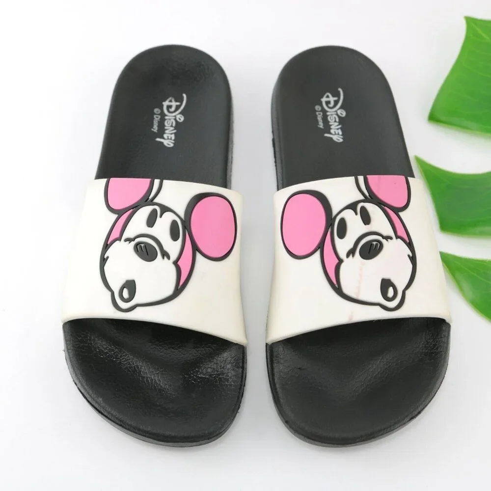 Disney Girls Mickey Mouse Sandal Size‎ 5 Slide Black Pink Rubber Beach Waterpark